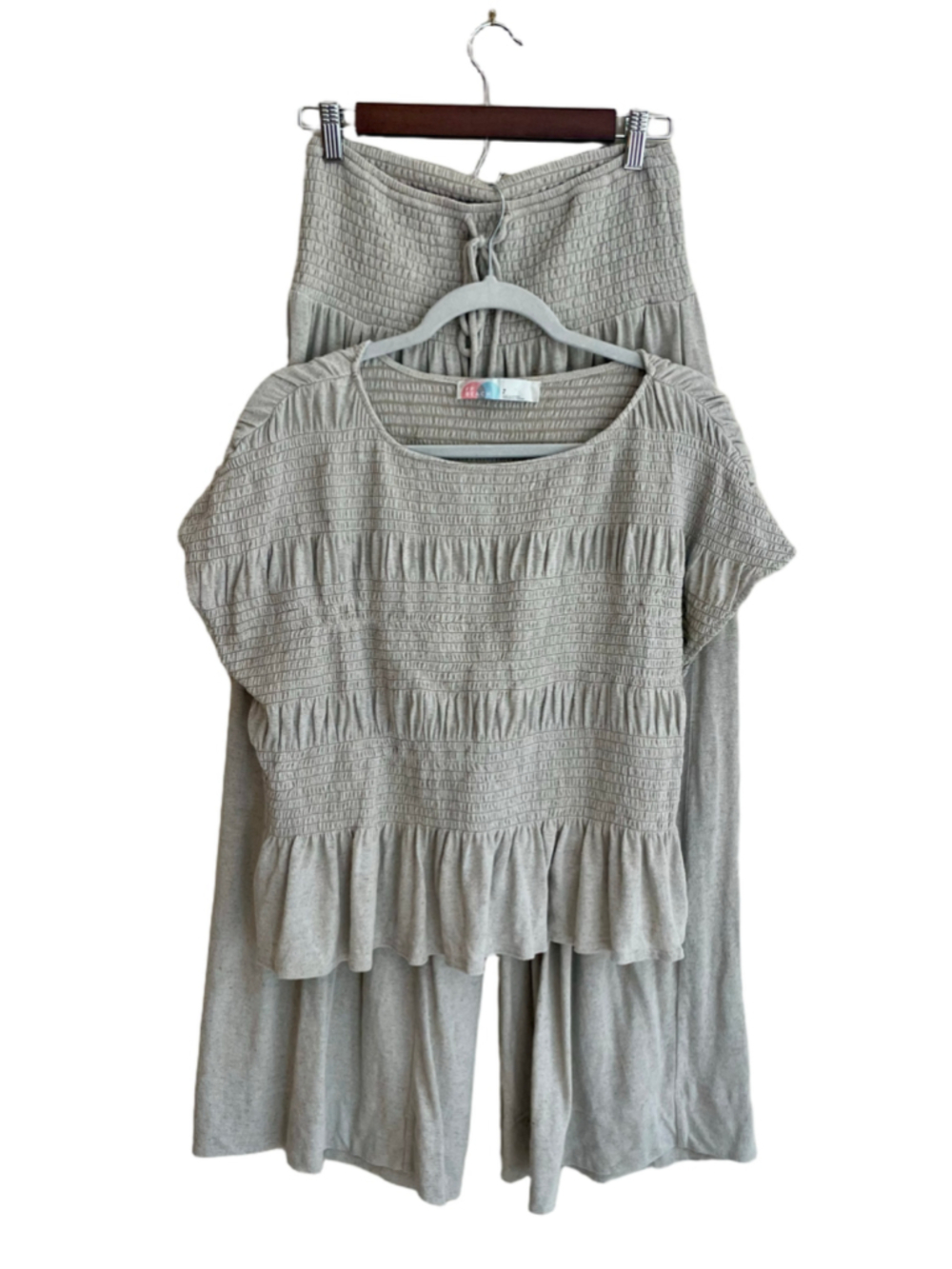 Free People FP Beach Riley Set S Snowing Smocked Top Wide Leg Pants 2PC